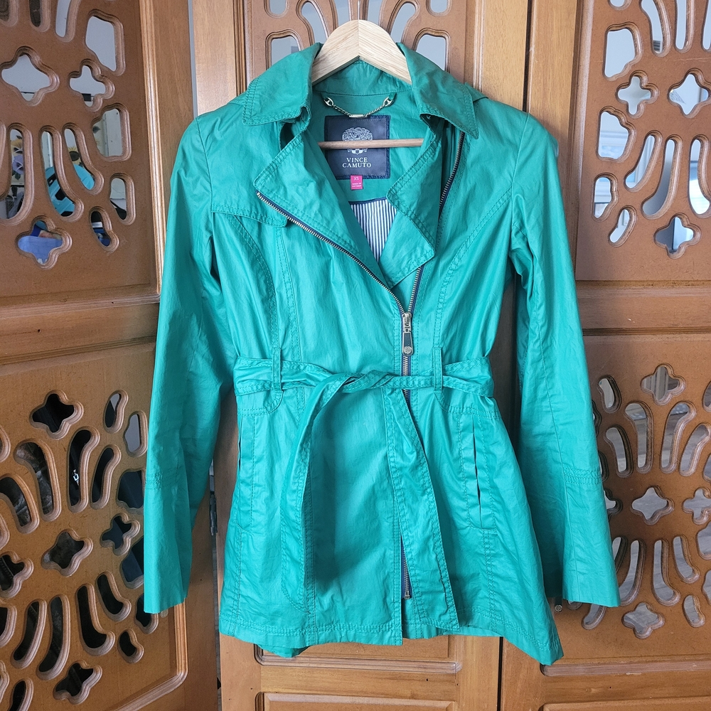 VINCE CAMUTO Women's Belted Asymmetrical Coated Cotton Trench Coat Size XS